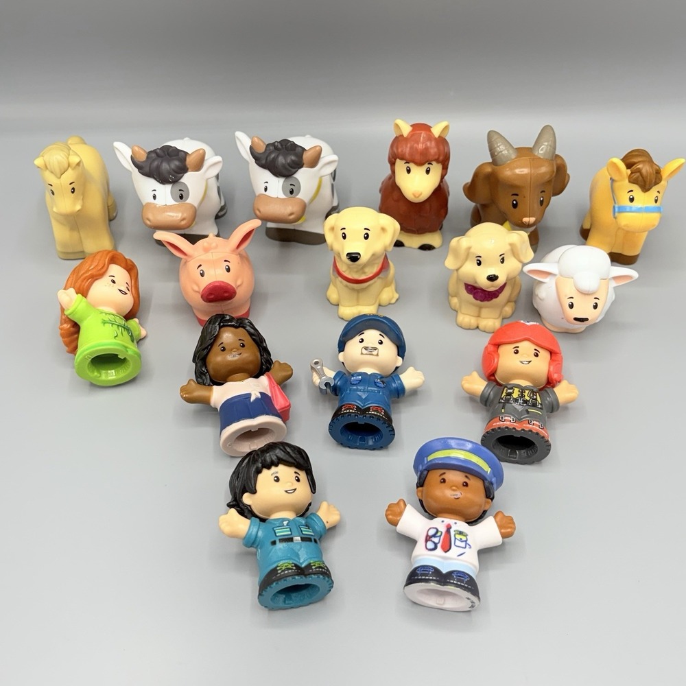 16 Fisher Price Little People Figures Mixed Lot Assorted Farm Animals & People